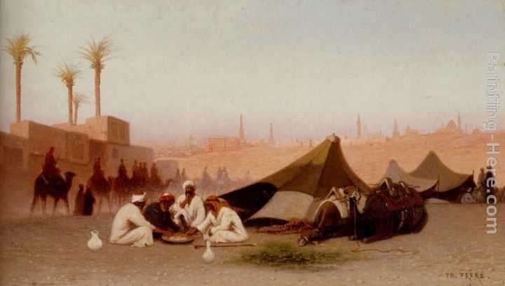 Charles Theodore Frere A late afternoon meal at an encampment, Cairo